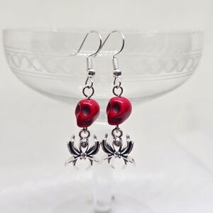 Red And Spider Earrings